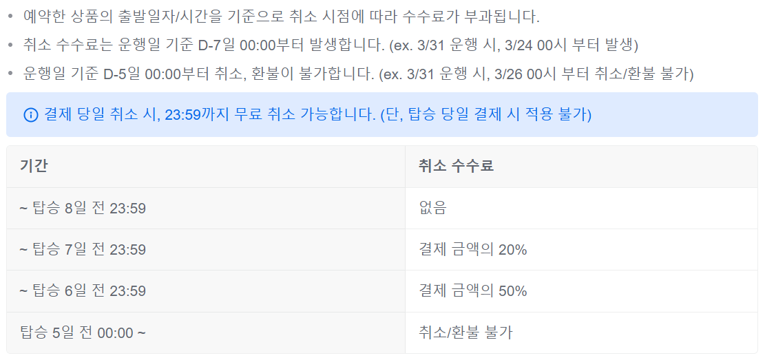 취소 및 환불 안내