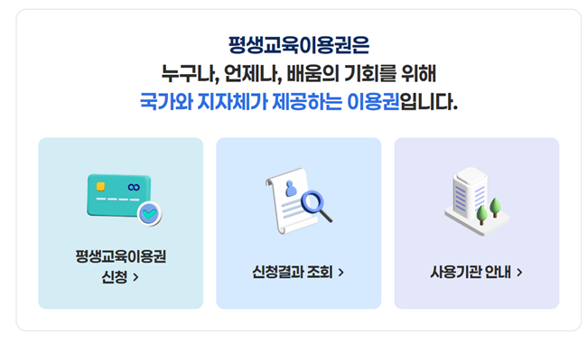 평생교육이용권 누리집 신청방법