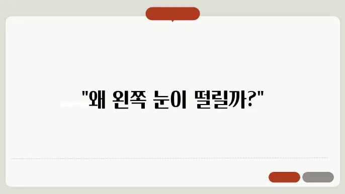 왼쪽 눈떨림 이유