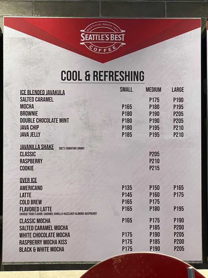 세부-아얄라몰-카페-메뉴판