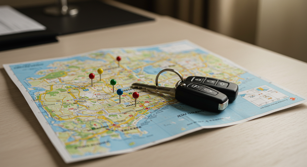 제주 로컬 여행을 위한 지도와 렌터카 키