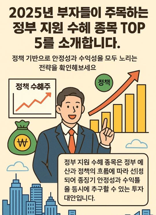 2025년 부자들이 먼저 사는 정부 지원 수혜 종목 TOP 5