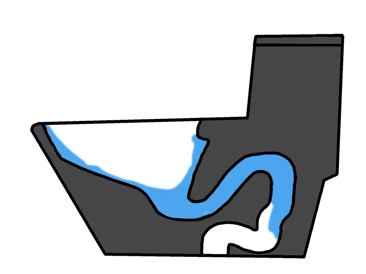 변기안에서 사이펀 현상으로 물이 내려가는 모습