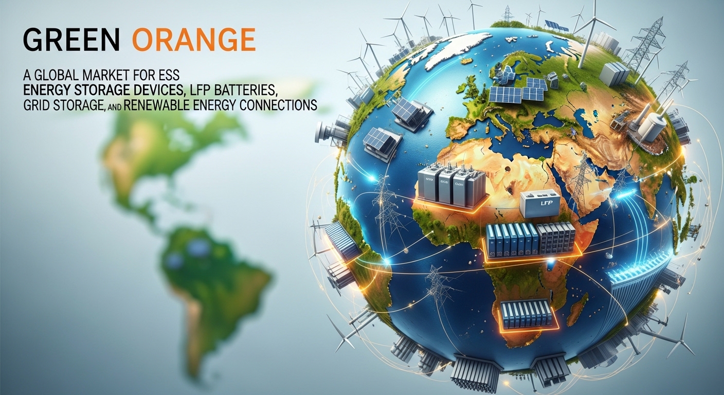 ESS 에너지저장장치 LFP 배터리 전력망 저장 재생에너지 연결 글로벌 시장 그린오렌지