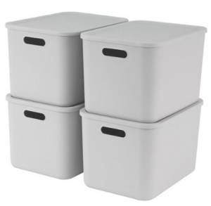 MBKO 다용도 팬트리 리빙박스 L, 그레이, 4개