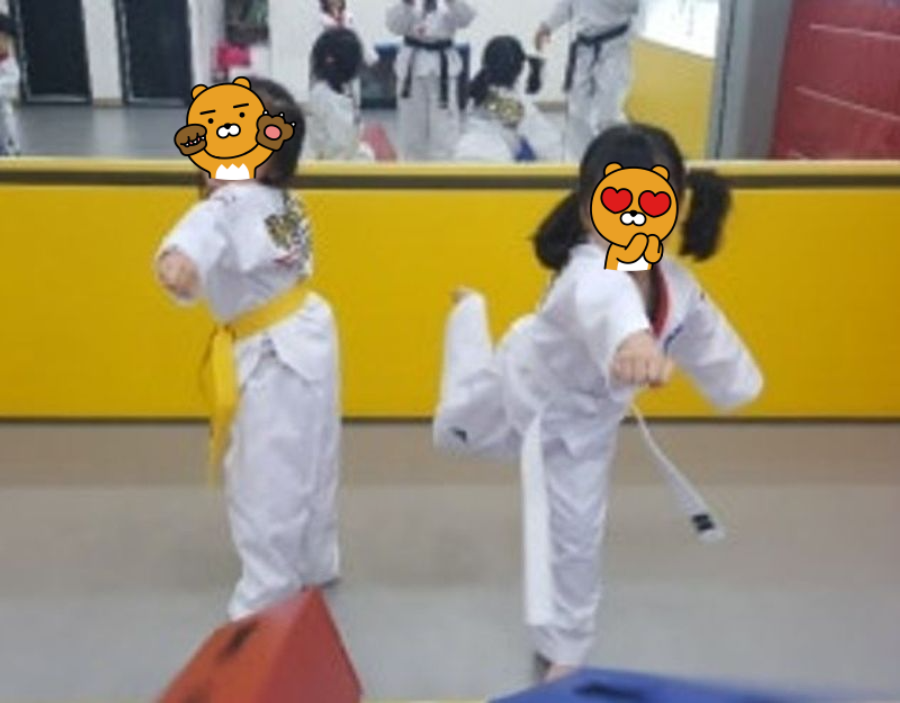 어린이 태권도 즐겁게 배우는 수업 장면