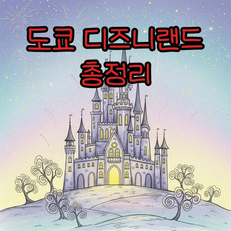 동화 속 성과 불꽃놀이가 어우러진 환상적인 야경 풍경