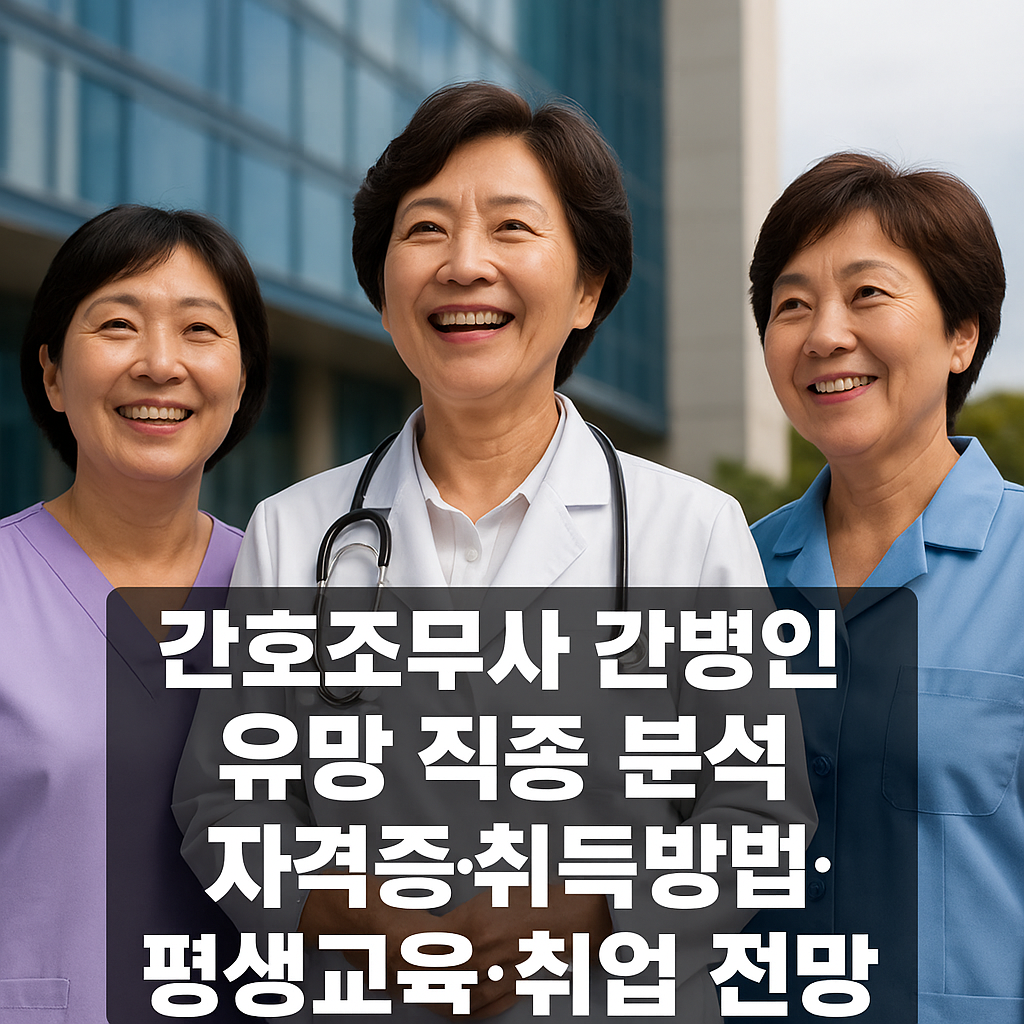간호조무사 간병인 유망 직종 분석, 자격증&middot;취득방법&middot;평생교육&middot;취업 전망