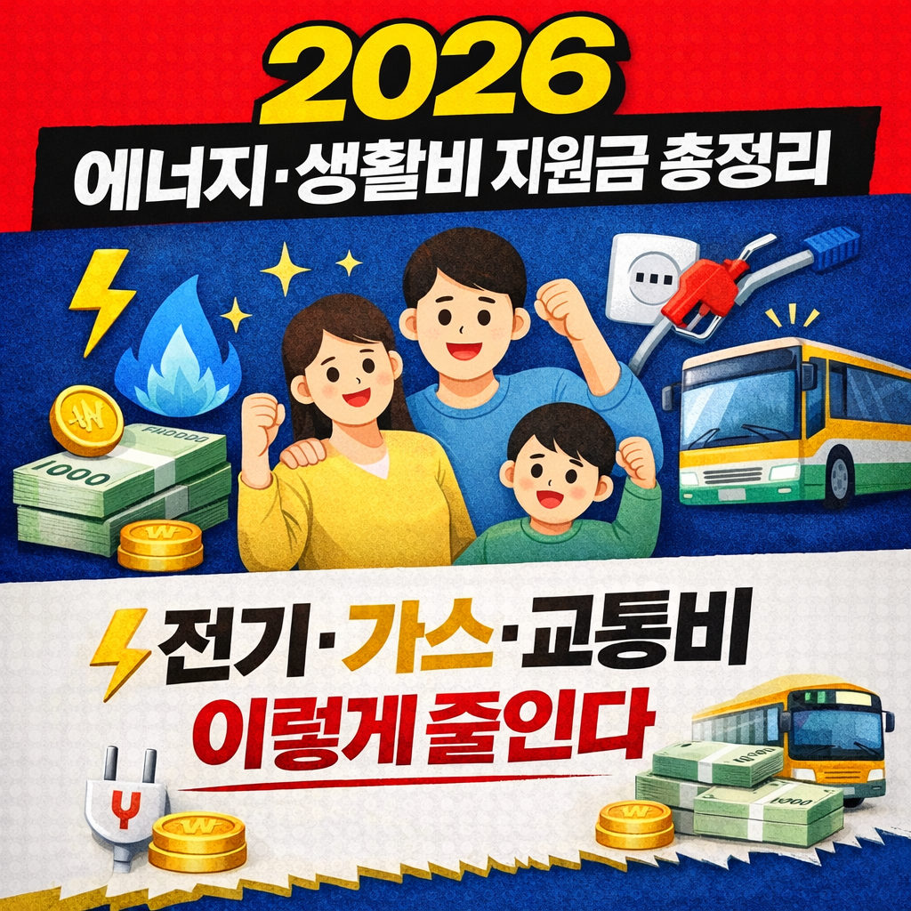2026에너지지원금,전기요금감면,가스요금지원,에너지바우처2026,교통비지원,생활비지원금,정부에너지정책,2026복지혜택,공과금줄이기,가계비절약
2026 에너지&middot;생활비 지원금 총정리｜전기&middot;가스&middot;교통비 이렇게 줄인다