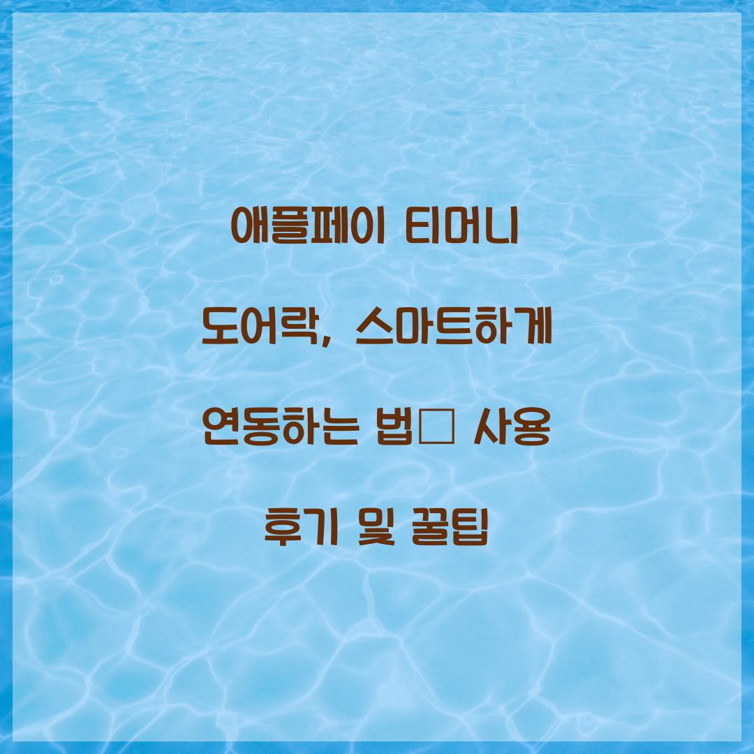 애플페이 티머니 도어락