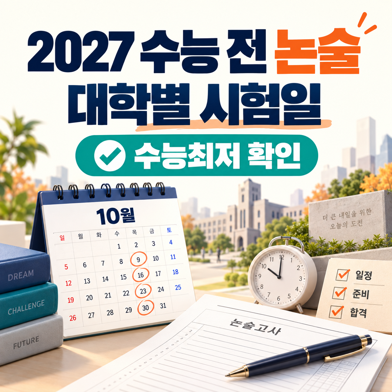 2027 수능 전 논술 대학 총정리 - 시험일·고사시간·수능최저 확인