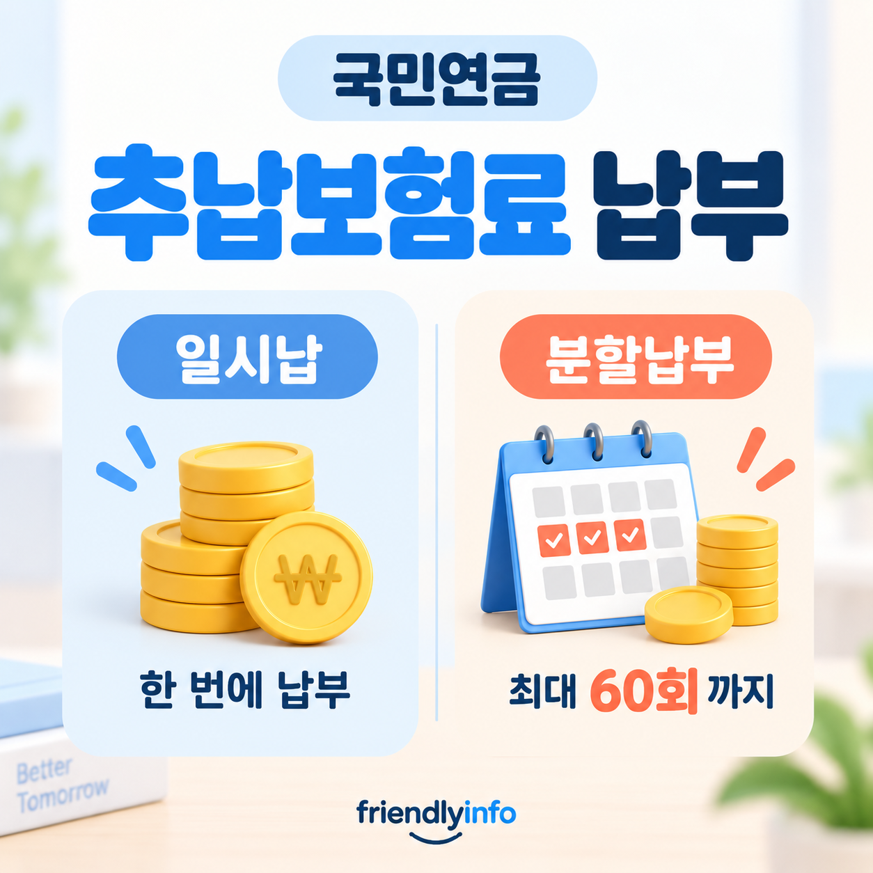 국민연금 추납보험료 일시납과 최대 60회 분할납부 안내