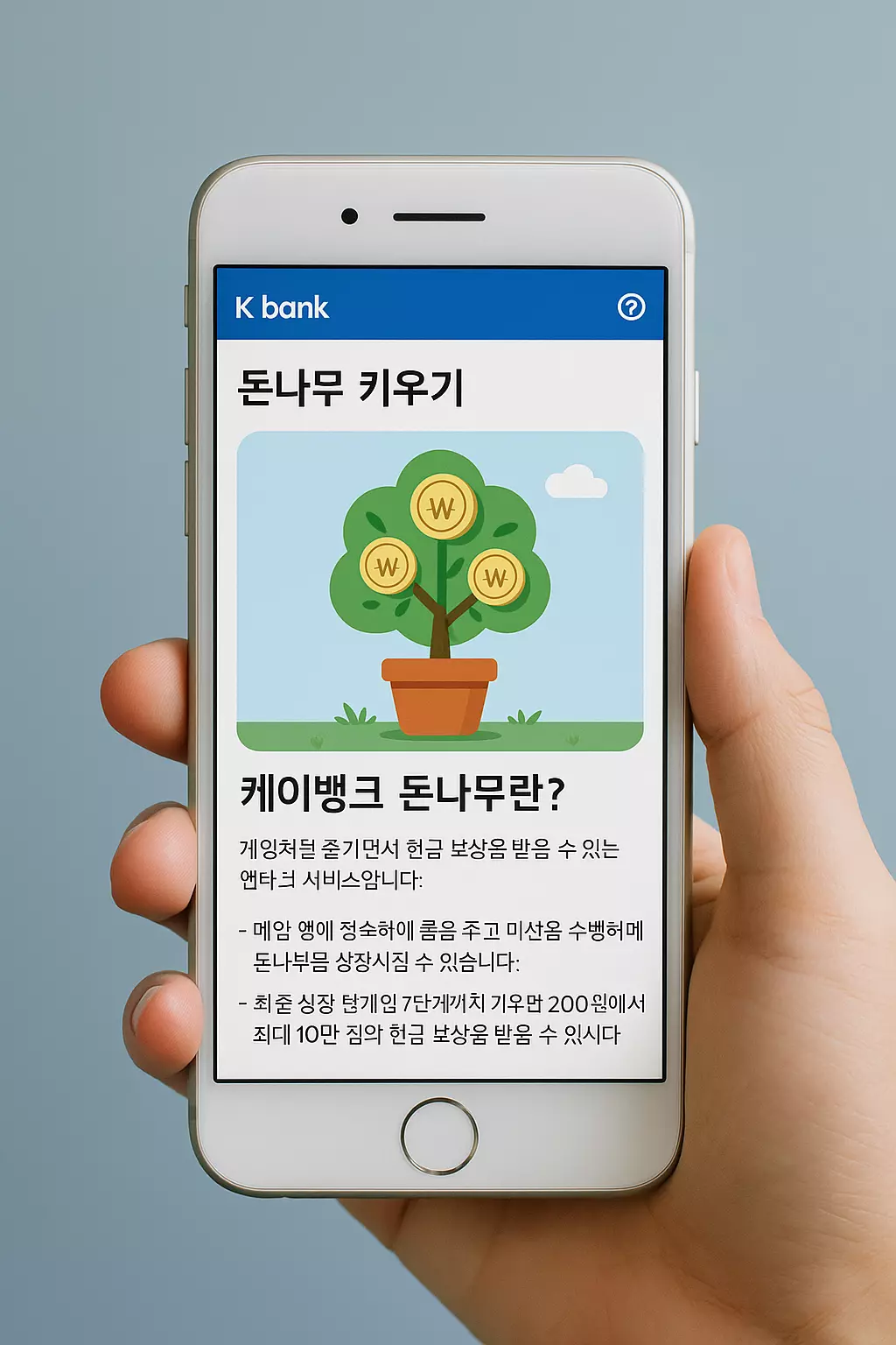 케이뱅크 돈나무란? 출석 체크와 미션으로 현금 보상을 받는 케이뱅크 앱테크 서비스 소개 이미지