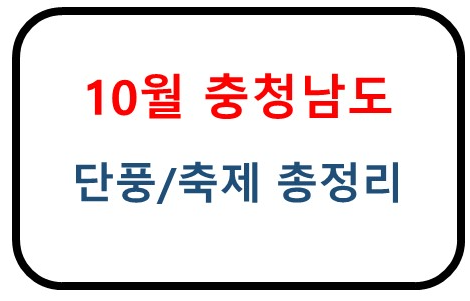 2024 충청남도 10월 국내여행 축제 총정리