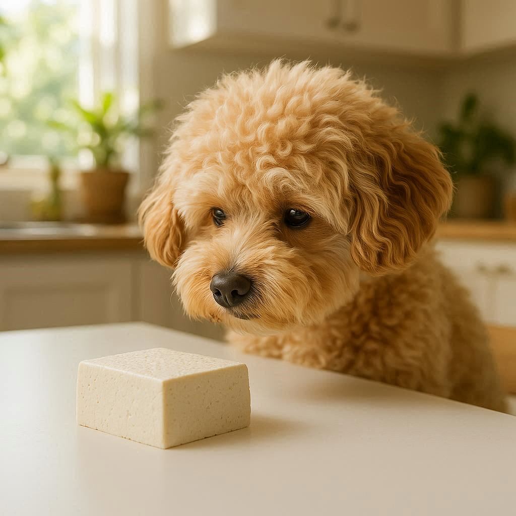 식탁-위-두부를-바라보고-있는-강아지