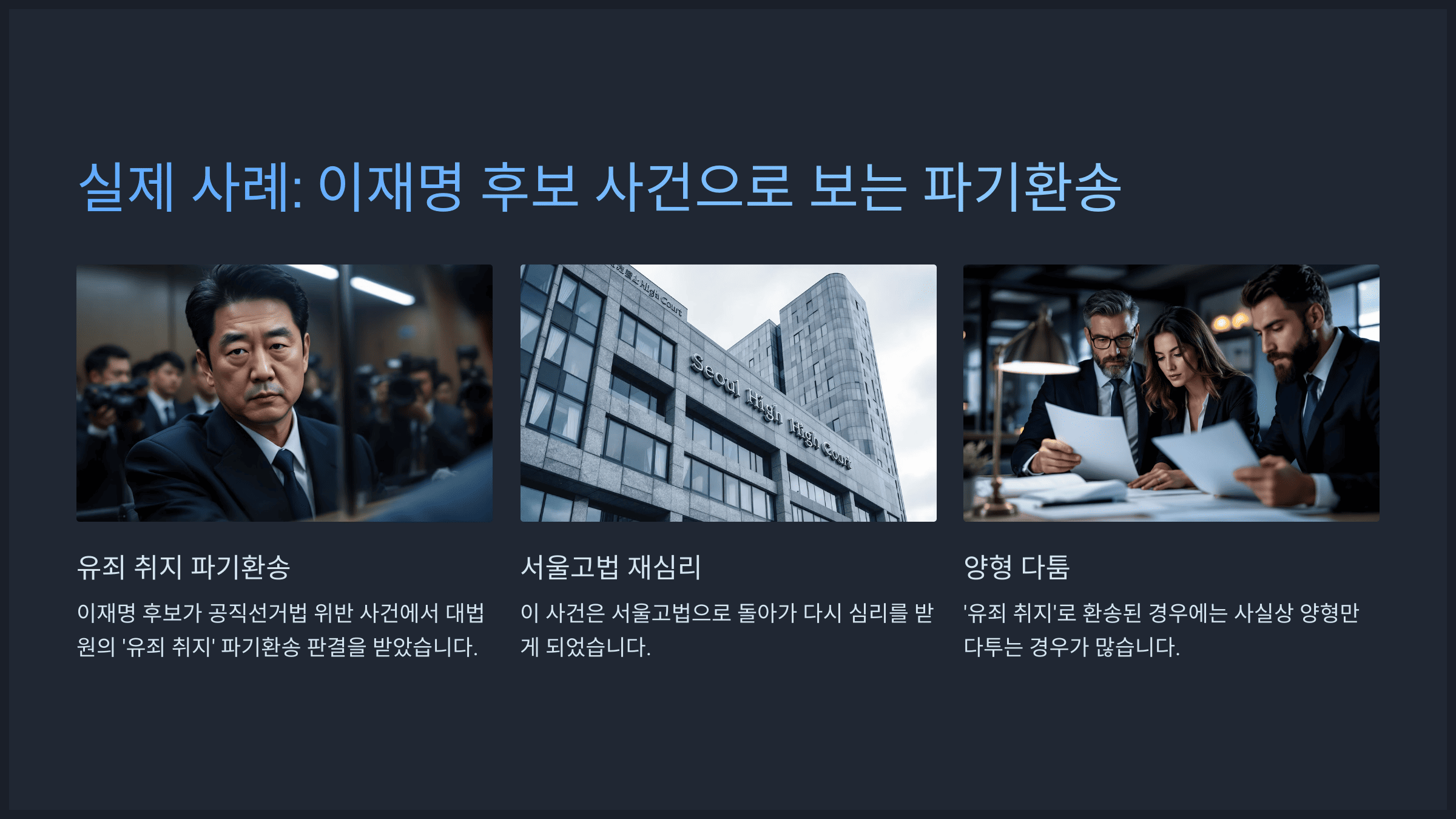 실제 사례: 이재명 후보 사건으로 보는 파기환송