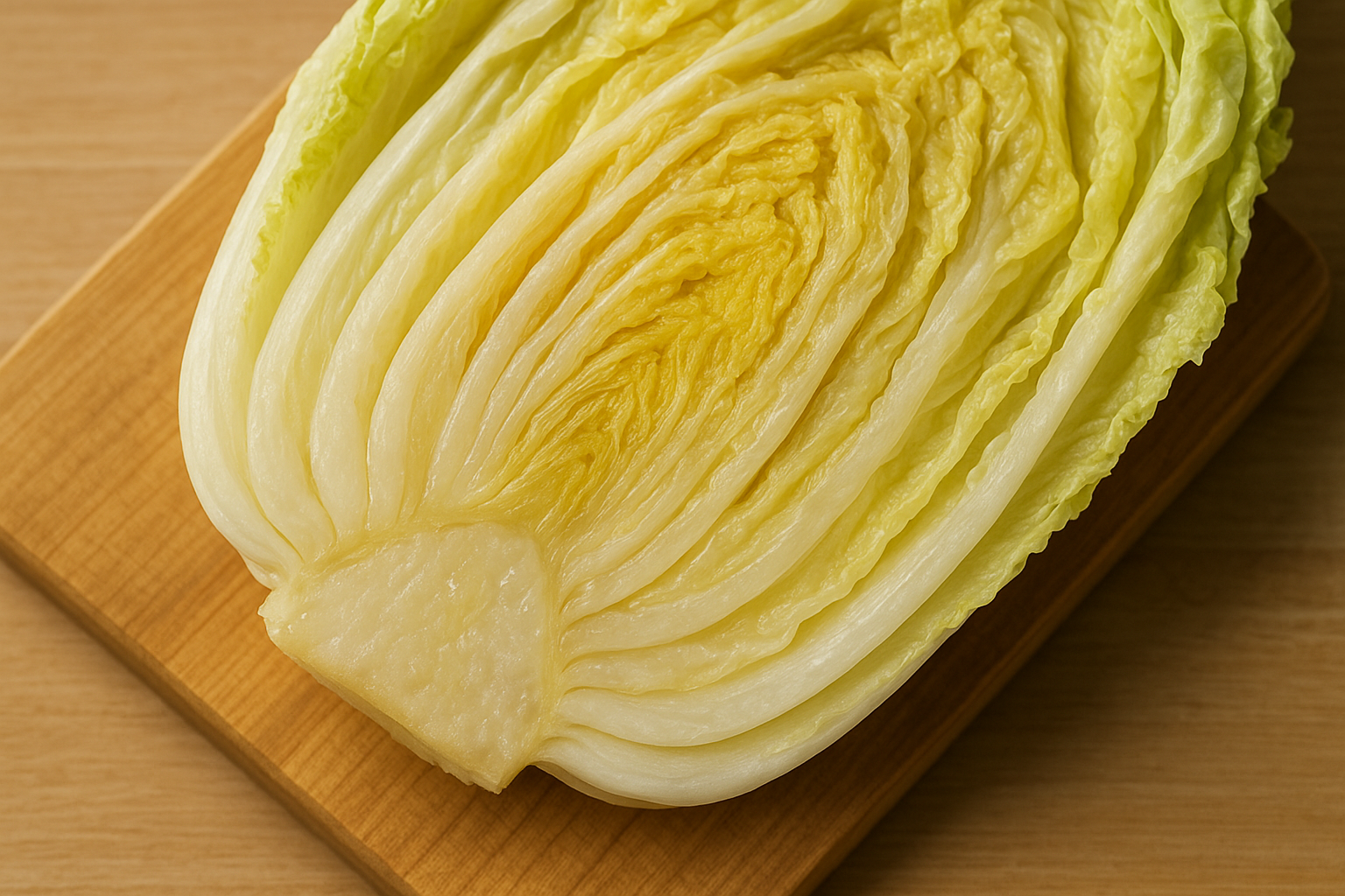 배추 속잎 과숙, 수분 과다로 물러진 단면