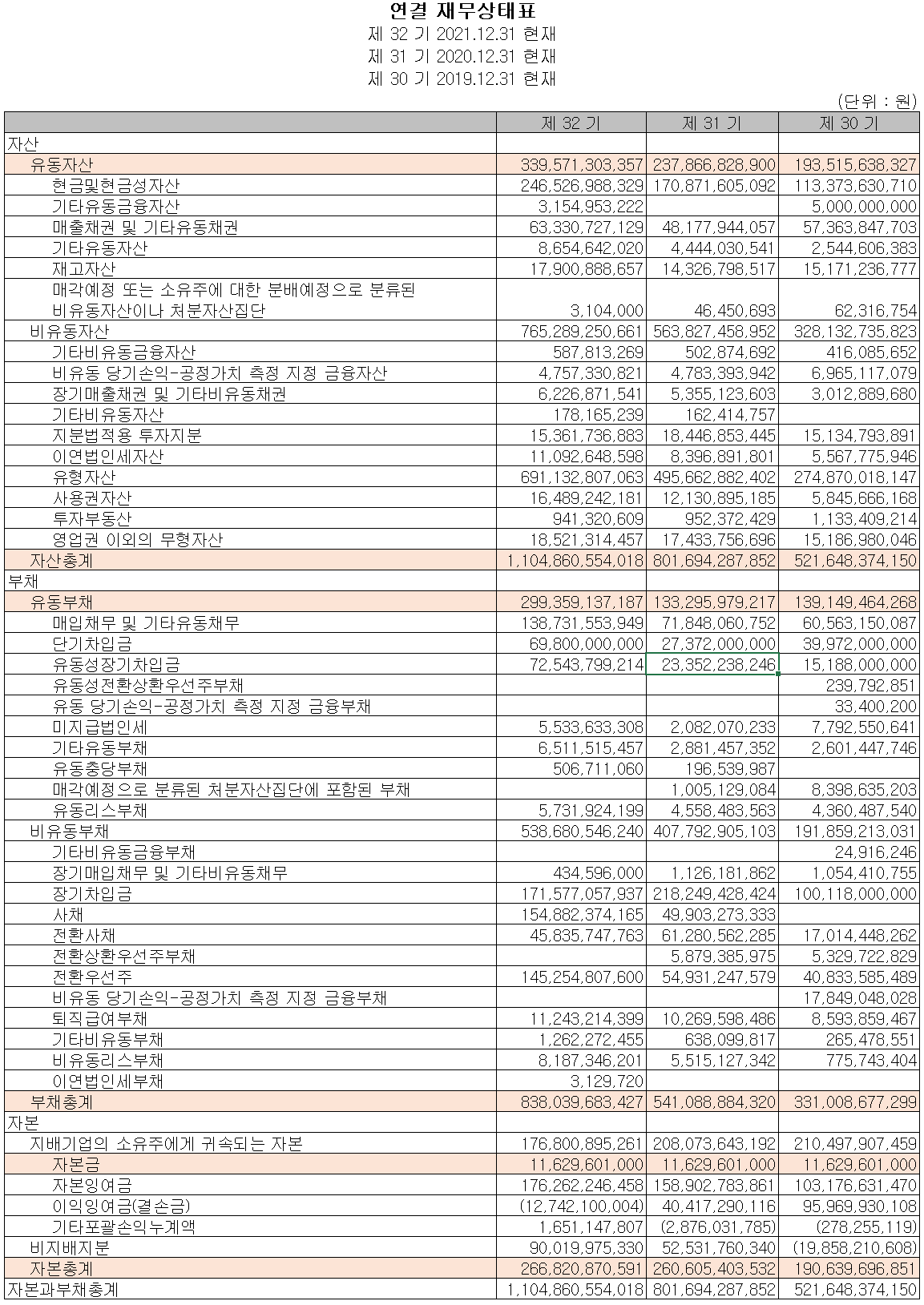 네패스 - 재무상태표