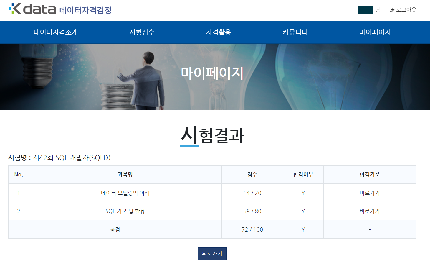 sqld 자격증 시험 합격 인증