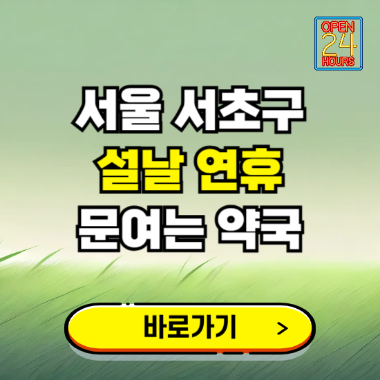 서울 서초구 설날 연휴 문여는 약국 ❘ 24시 비상 당직 일요일 밤에 문여는 곳
