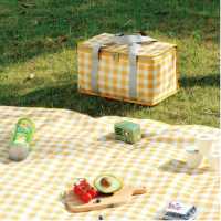 [보석상회] 피크닉매트 보냉가방 세트, 옐로우 체크