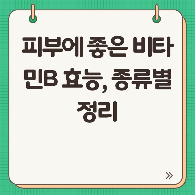 피부에 좋은 비타민B 효능, 종류별 정리