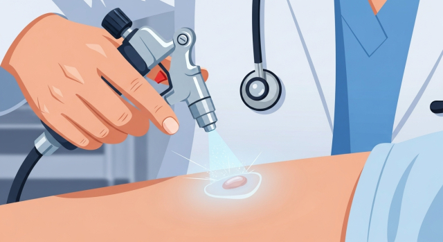 콘딜로마 냉동치료 시술 장면