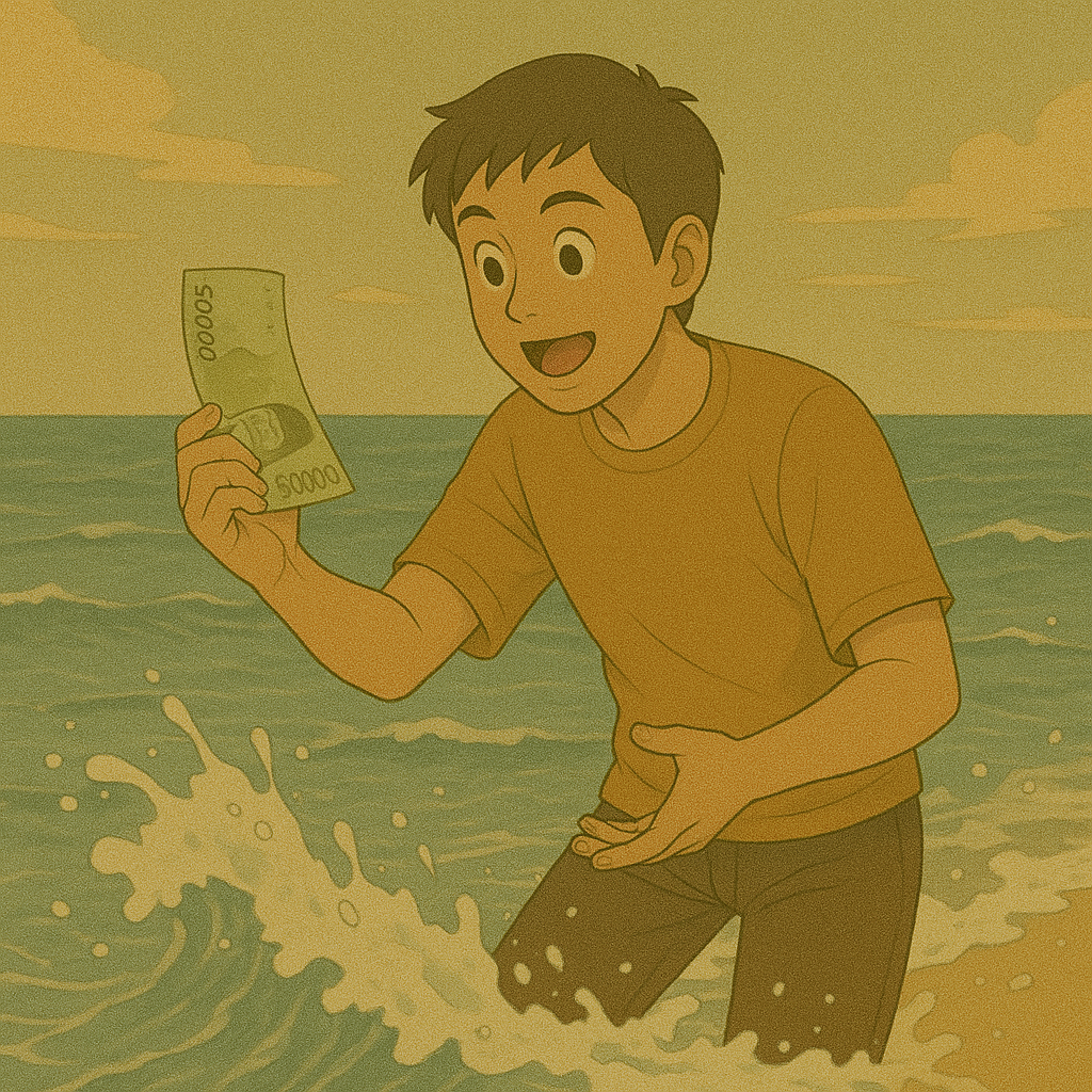 바다에서 돈을 건져 받는 꿈