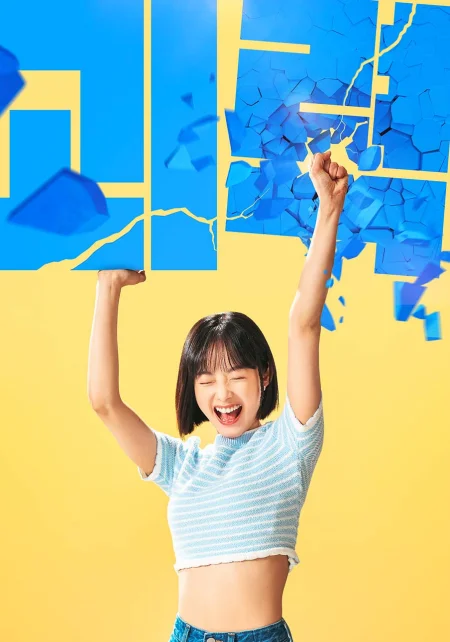 노란 바탕에 괴력을 주먹을 깨부시는 힘쎈여자 강남순의 강남순 캐릭터