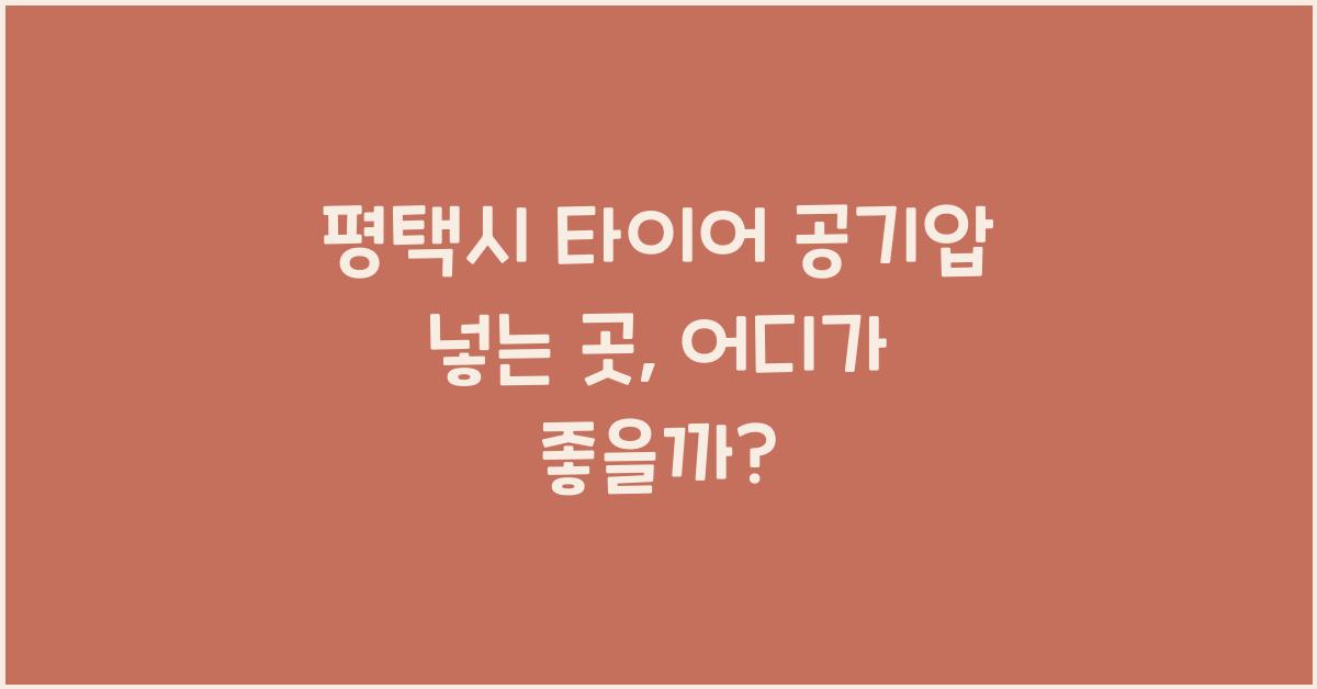 평택시 타이어 공기압 넣는 곳