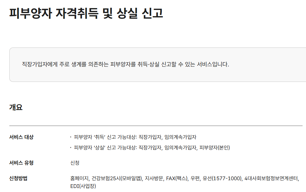 국민건강보험 피부양자 자격취득 신고