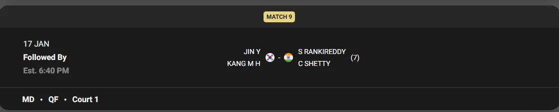 인도 오픈 배드민턴 안세영 8강 경기 중계