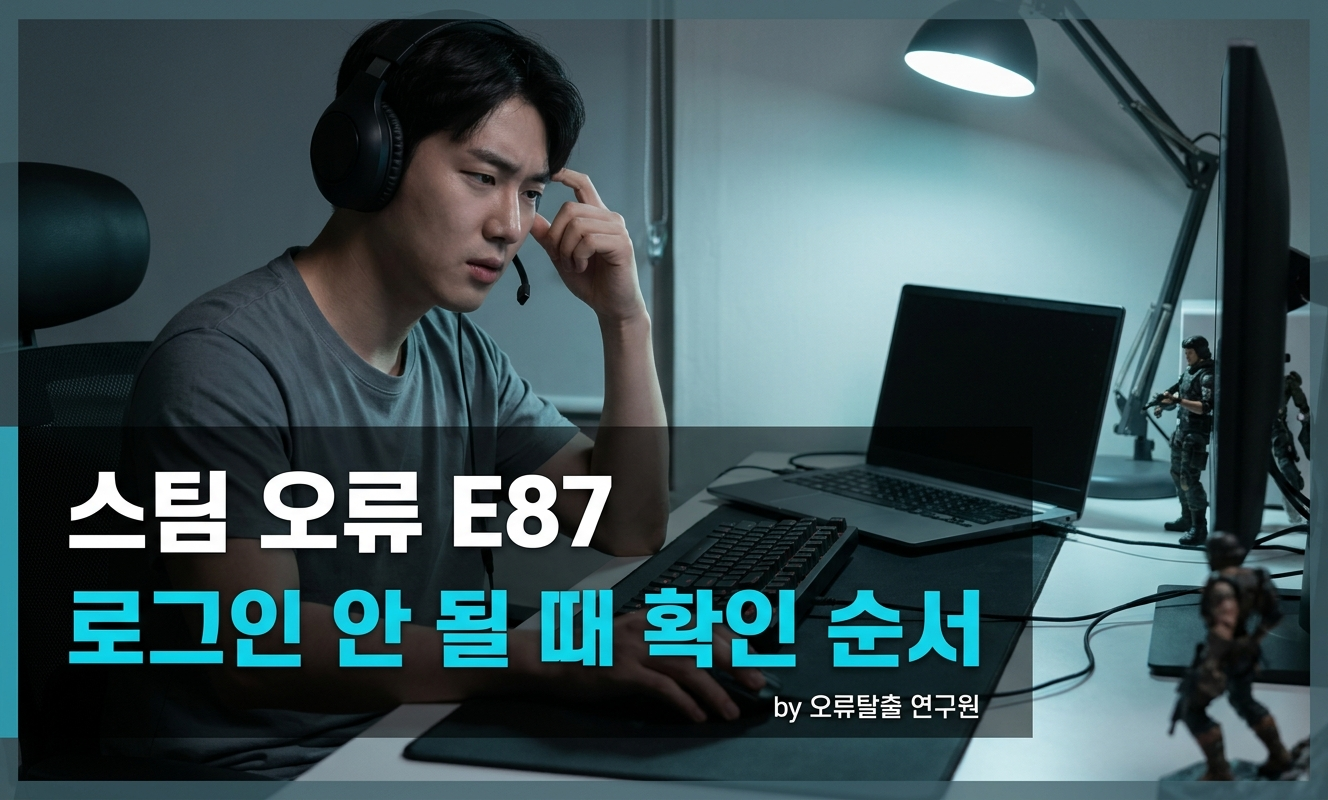 책상에서 헤드셋 쓰고 고민하는 남성