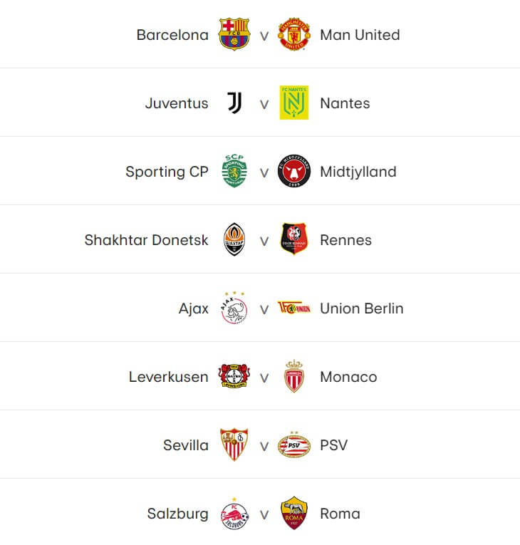 유로파리그 16강 플레이오프 대진표