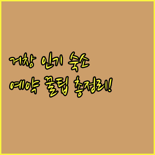 거창 자바부터 제이호텔까지 인기 숙소..