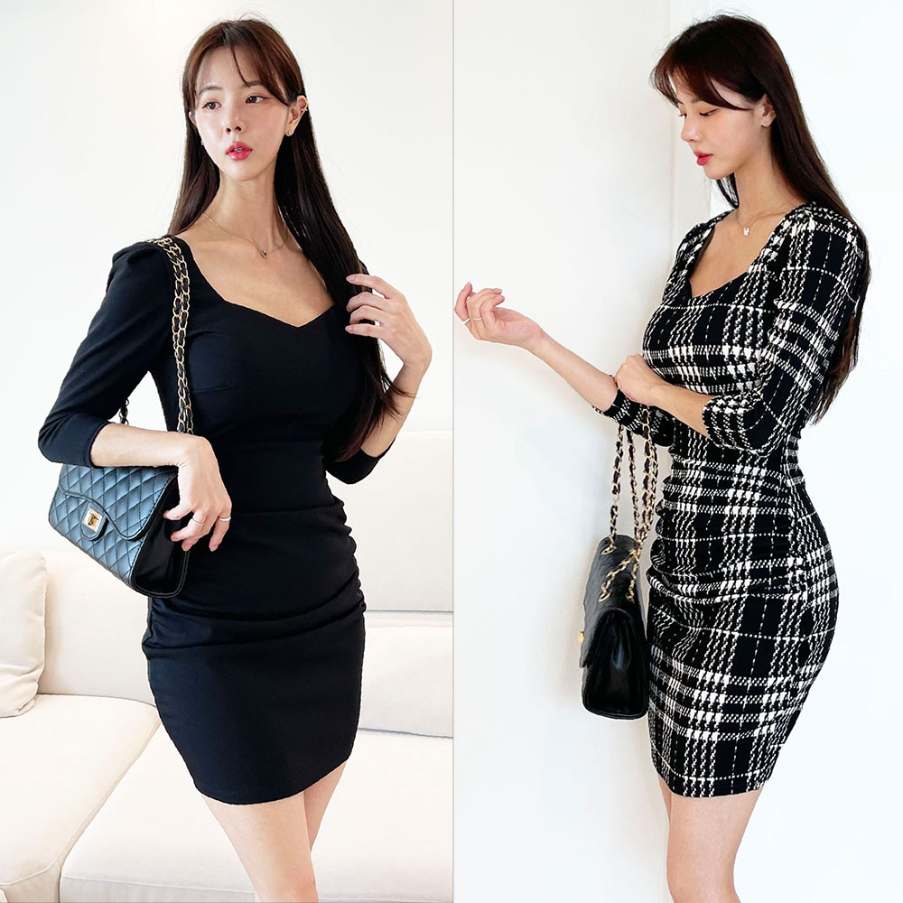 슬림 미니 섹시원피스 오피스 클럽의상 파티 홀복