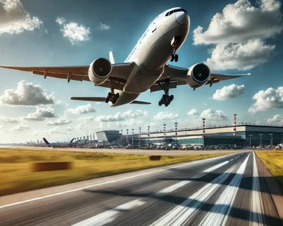 비행기의 이륙 모습