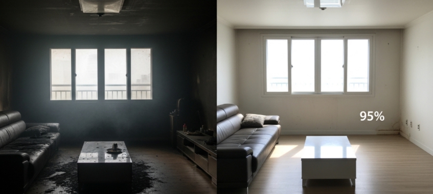 화재 인테리어 복구 전후