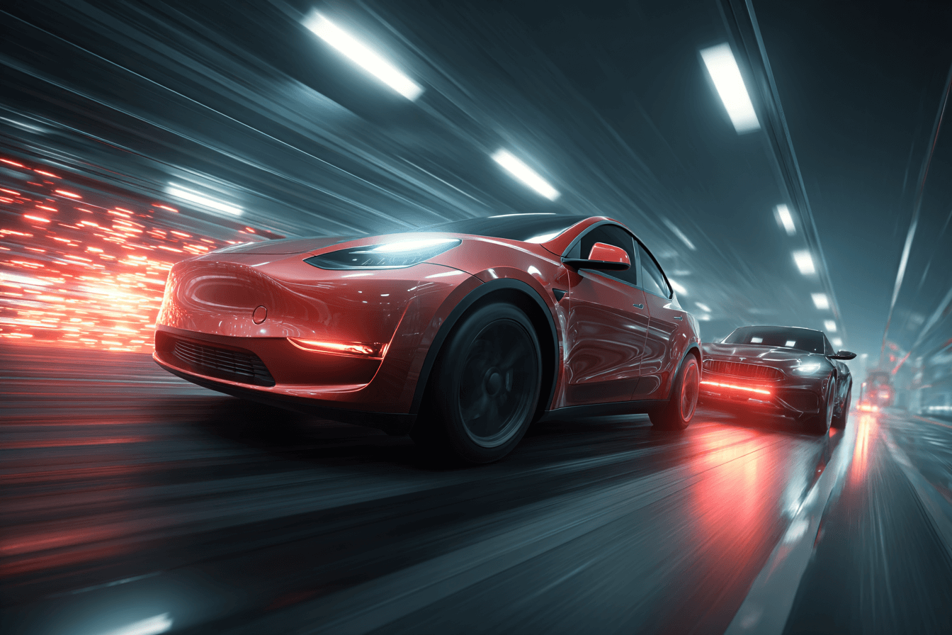 질주하고-있는-테슬라-차량