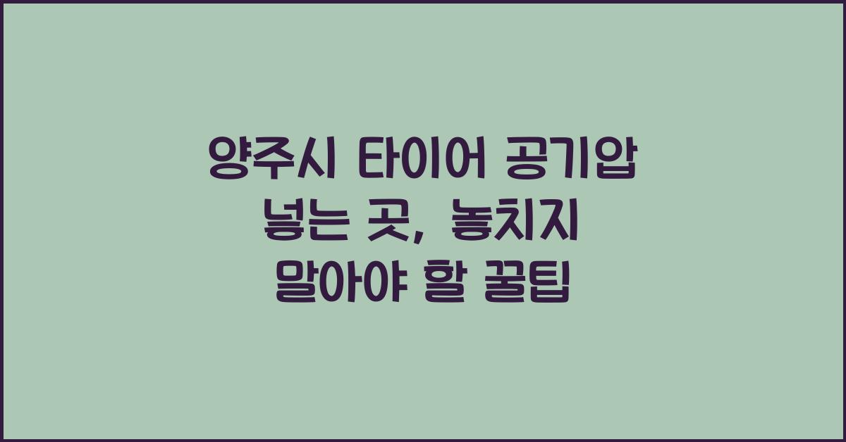 양주시 타이어 공기압 넣는 곳
