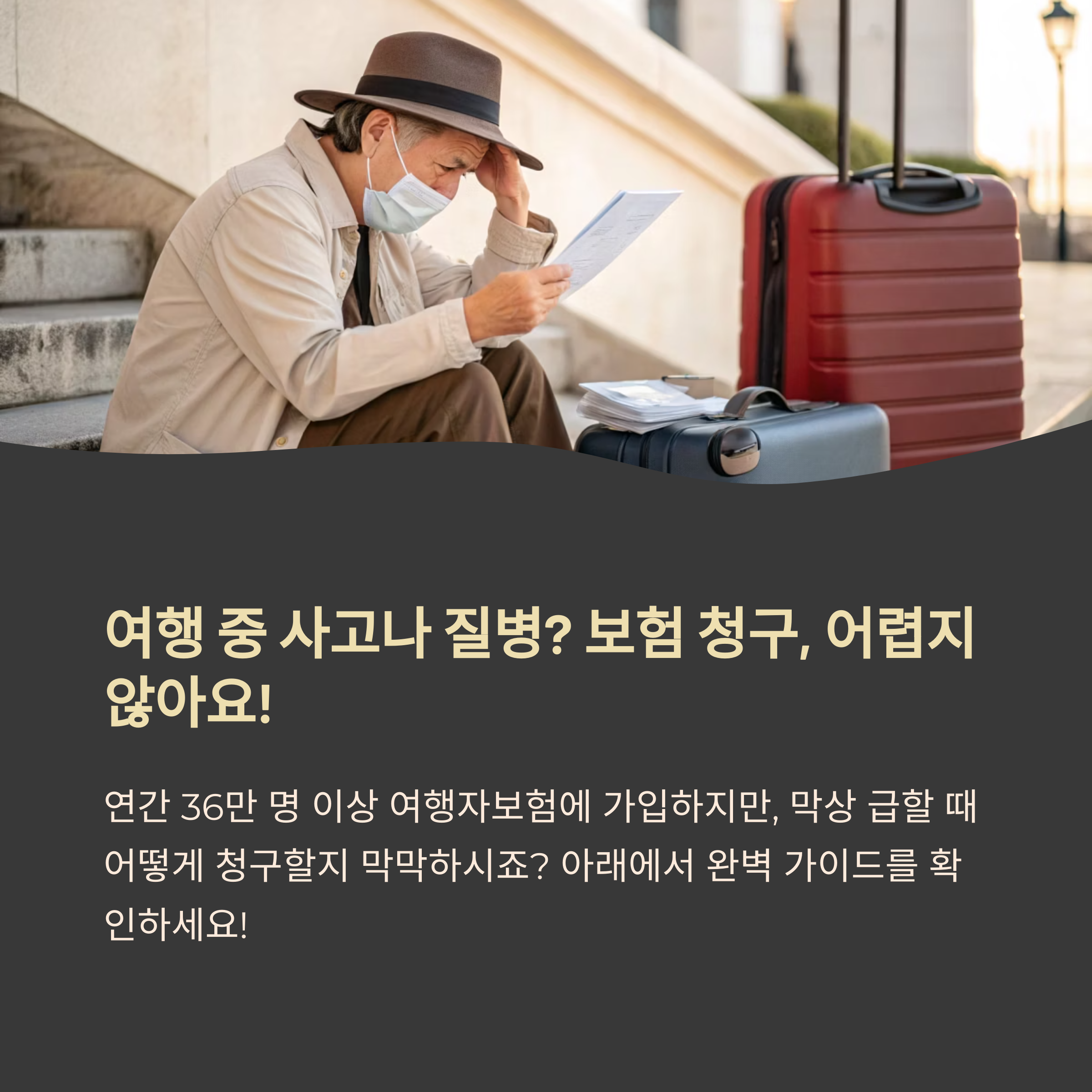 여행자가 서류를 들고 고민하는 사진