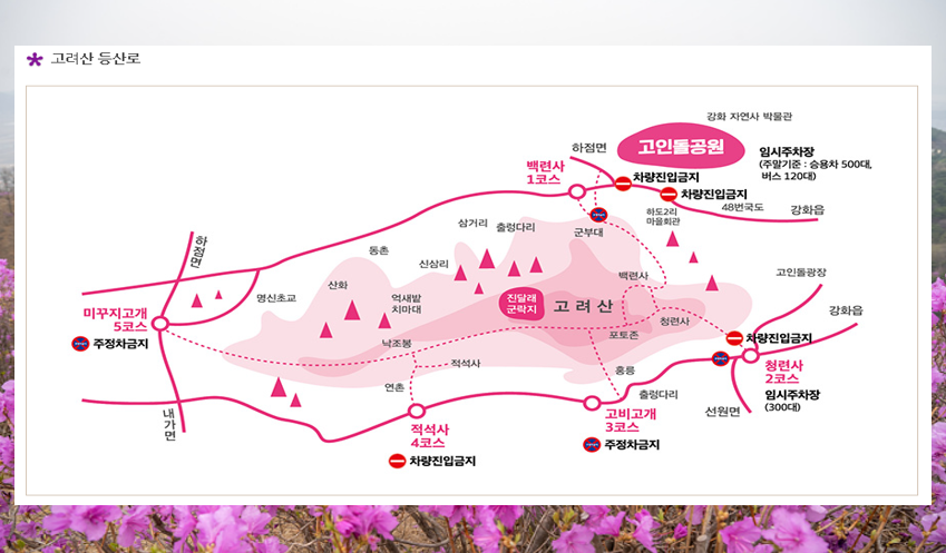 강화 고려산 진달래곷축제 등산로