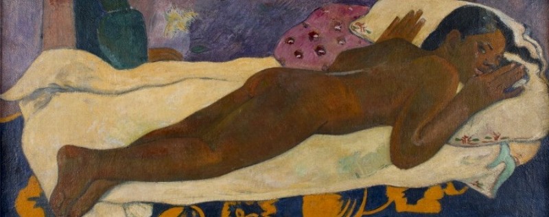 『마나오 투파파우』 천 위에 누워 있는 타히티 여인의 나체