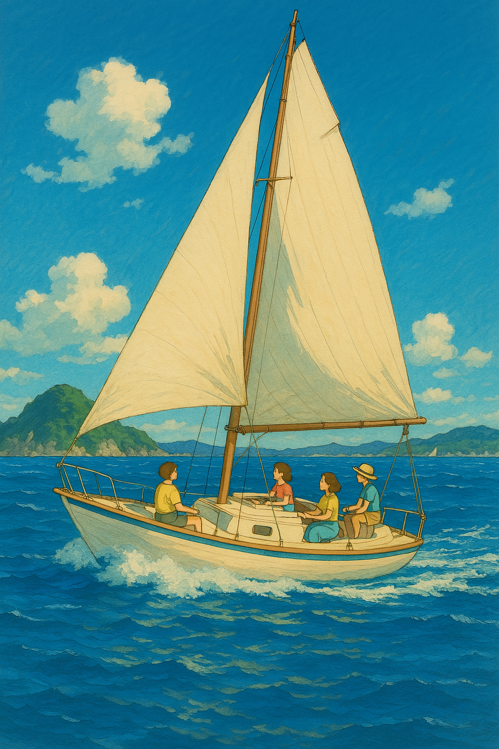 바다위에서 요트를 타는 모습