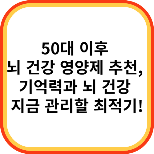 50대 이후 뇌 건강 영양제 추천, 기억력과 뇌 건강 지금 관리할 최적기!