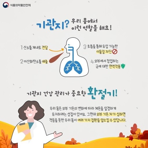 환절기 기관지 관리(식약처)