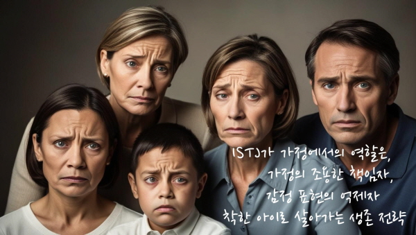 ISTJ가 가정에서의 역할은 가정의 조용한 책임자, 감정 표현의 억제자, 착한 아이로 살아가는 생존 전략에 관한 그림