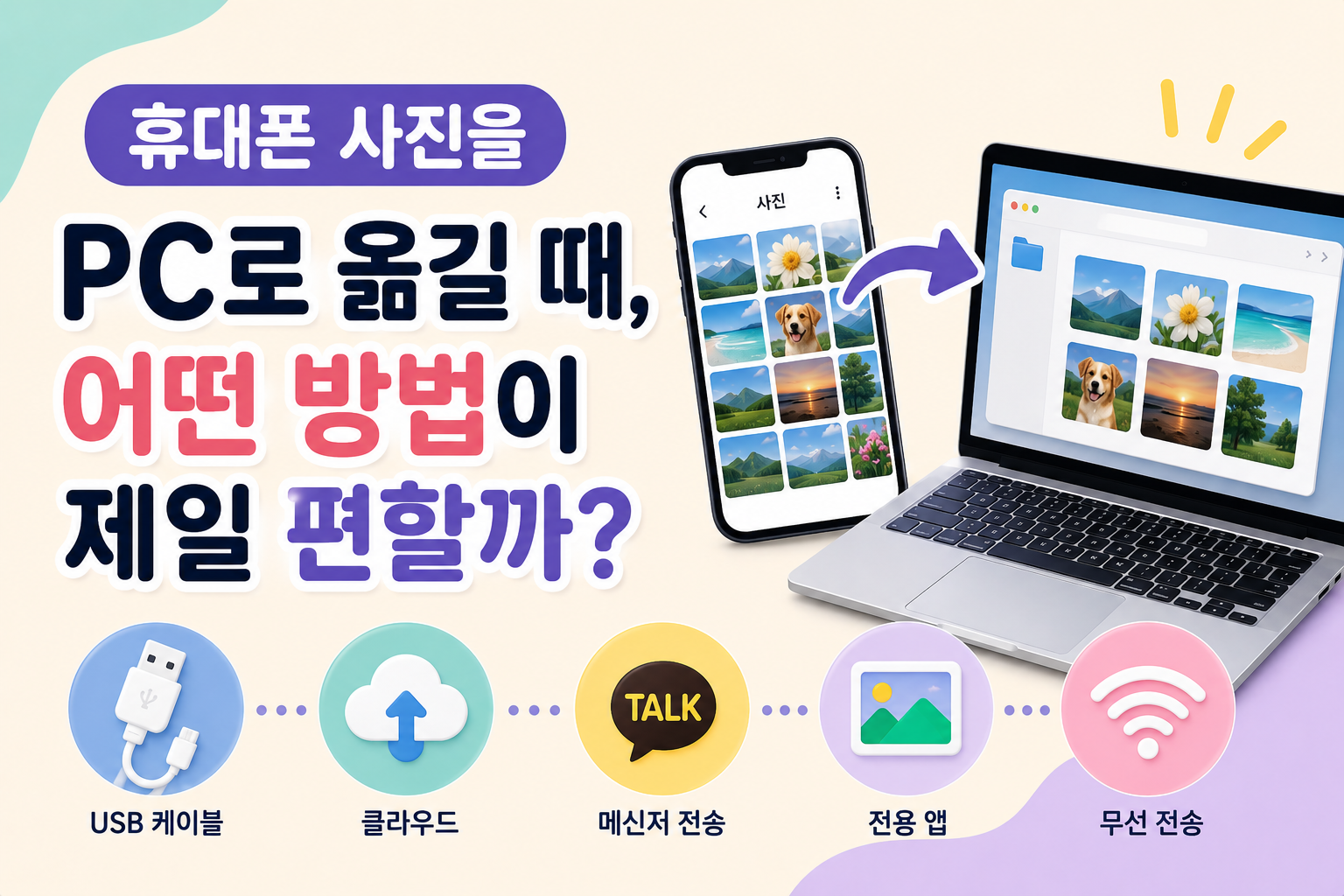휴대폰 사진을 PC로 옮길 때