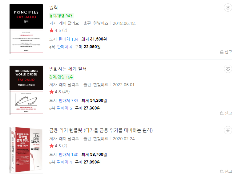 레이 달리오 책들