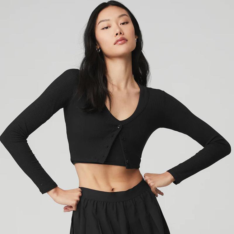 알로요가 골지 크롭 위스퍼 가디건